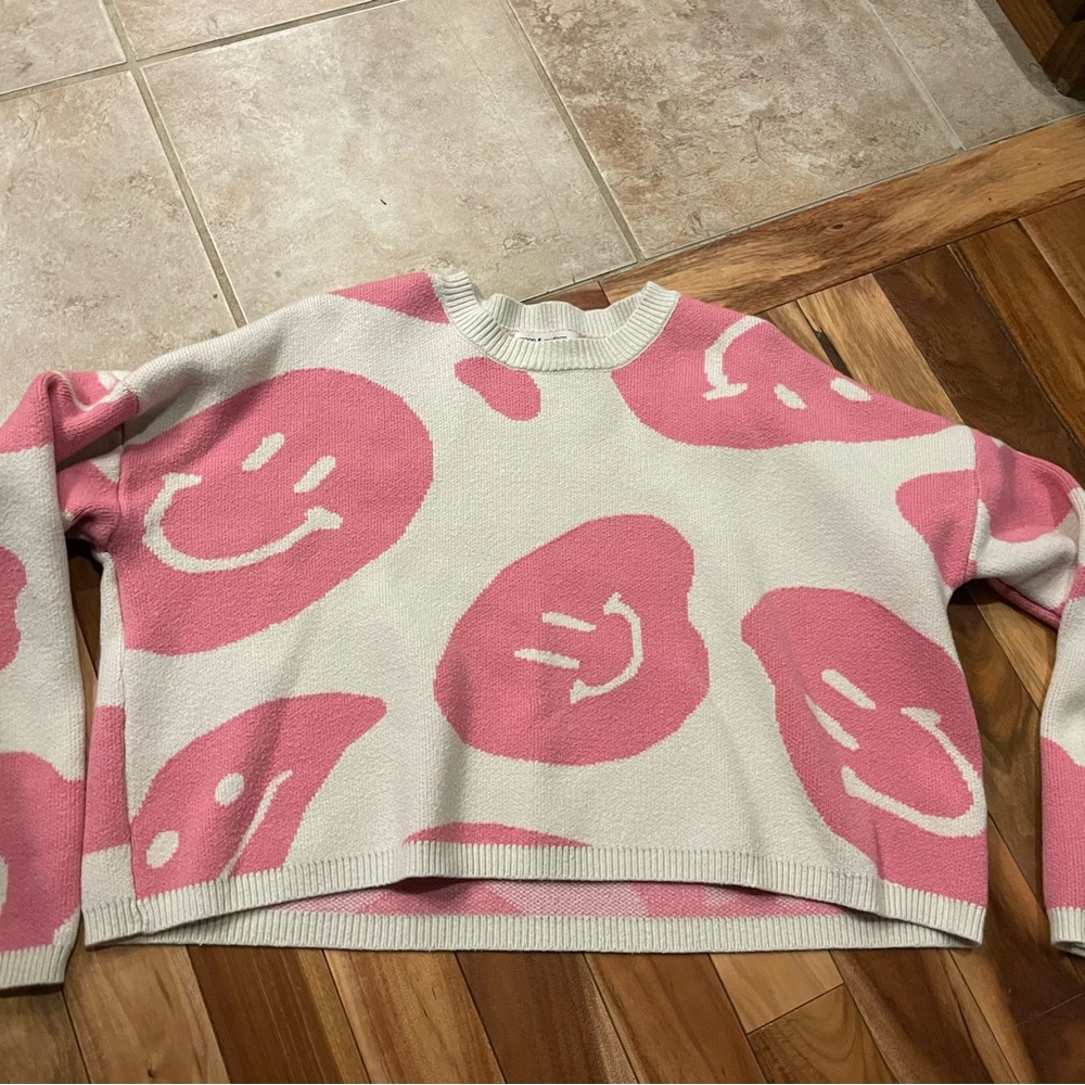 Pink Smiley Face Sweater
